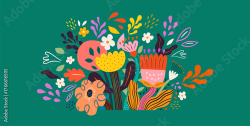 Botanical modern illustration. Floral design.