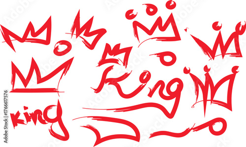 Graffiti style red king crowns and word art