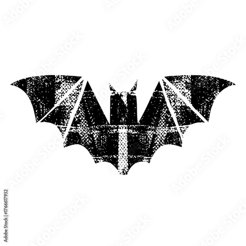 Bat flies dramatically in a spooky Halloween scene