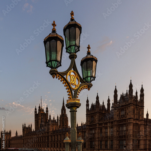Westminster Bridge Lamp Post and Parliament View