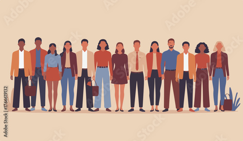 Diverse group of people standing together smiling diversity, group, people, standing, smiling, illustration, team, business, together, unity, community, multicultural, diverse