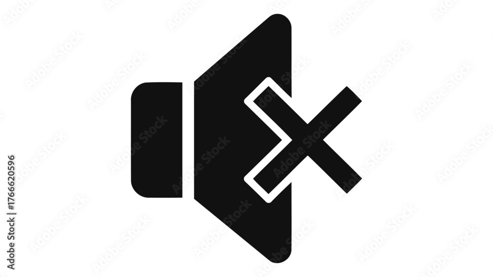 Fototapeta premium Black mute sound icon on for audio control and notification settings