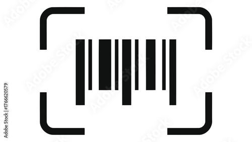 Black barcode scanner icon on for scanning product information easily