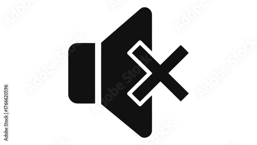 Black mute sound icon on for audio control and notification settings