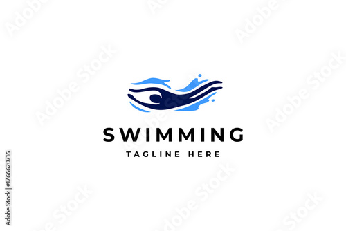 swimming diving logo in flat vector design style