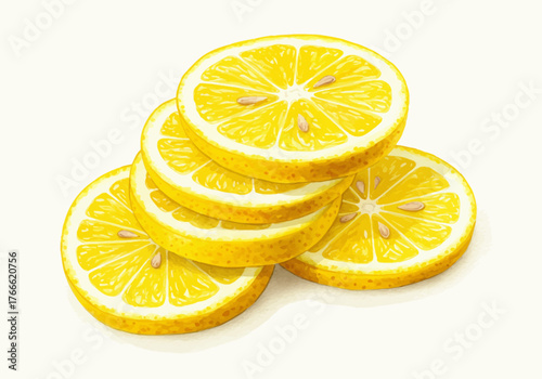 Stack of Fresh Yellow Lemon Slices