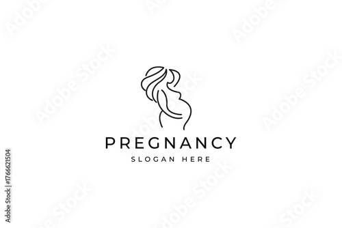 pregnancy logo line art concept design vector template