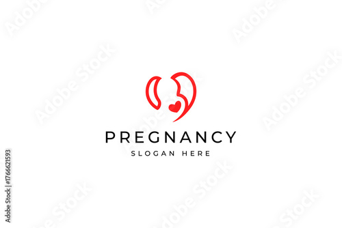 pregnancy baby logo with love heart symbol icon concept vector design template