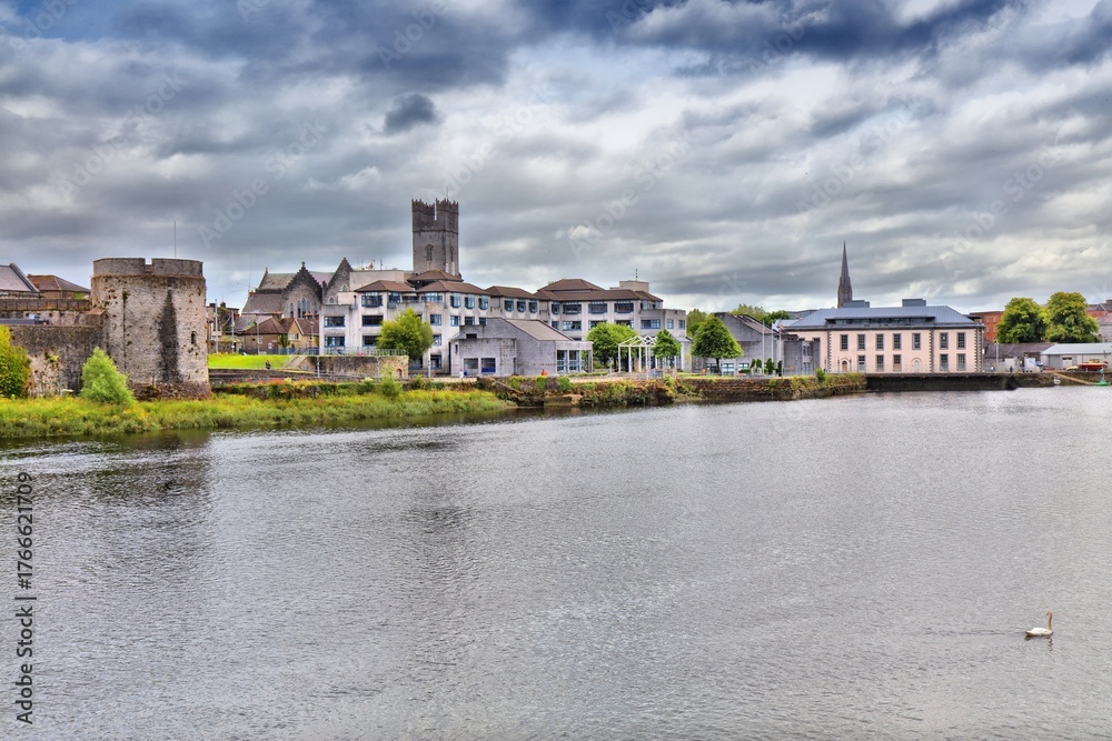 Fototapeta premium Limerick city in Ireland. River Shannon HDR skyline.