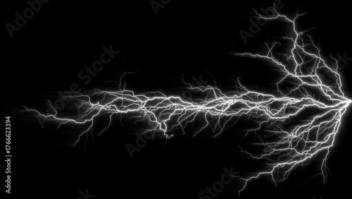 Long Lightning Bolt on a Black Background forming an Arrow