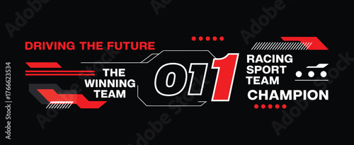 Automobile racing design background featuring speed lines, car stripes, graphic decal elements, motorsport theme, dynamic illustration with title typography and sports decoration vector