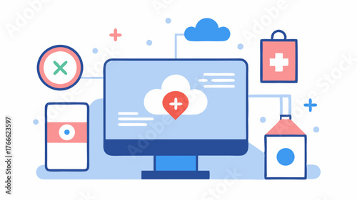 An alert system interface with push notifications for critical health reminders such as upcoming tests or medication refills.