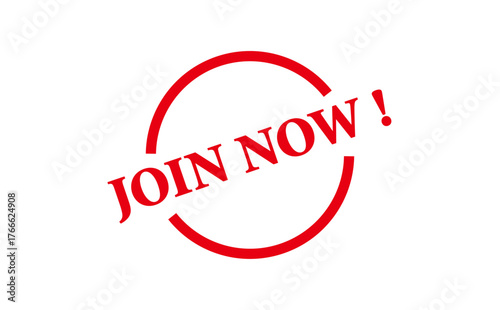 JOIN NOW ! - Red Rubber Stamp with text JOIN NOW !
