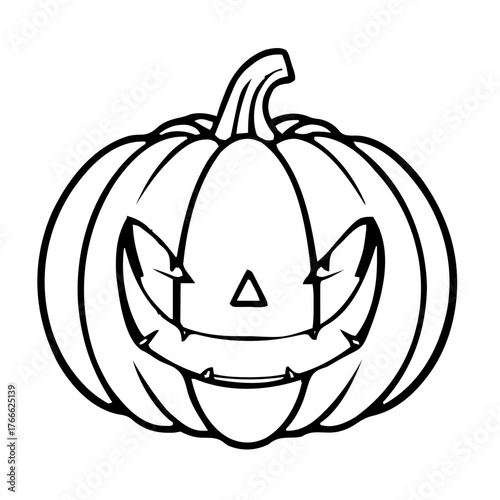Halloween – Pumpkins & Jack-o-lanterns (BW Outline) – wide pumpkin toothy