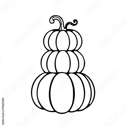 Halloween – Pumpkins & Jack-o-lanterns (BW Outline) – stacked pumpkins toothy