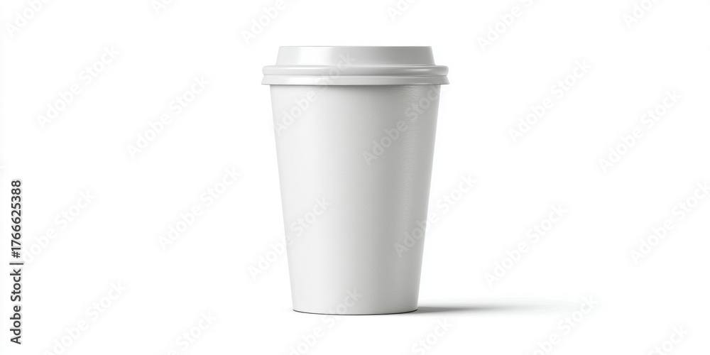 custom made wallpaper toronto digitalBlank white disposable coffee cup with lid on a clean white background, A plain white paper cup with a plastic lid sits isolated on a seamless white surface, ready for branding or customization.