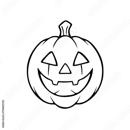 Halloween – Pumpkins & Jack-o-lanterns (BW Outline) – round pumpkin smile variant 4