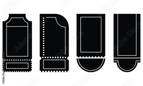 Collection of vintage ticket stubs in black and white perfect for event promotions and graphic design