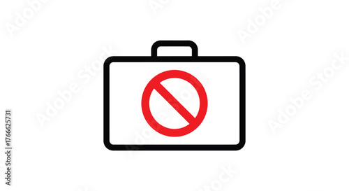 Medical kit with a prohibition symbol indicating no access or emergency services unavailable.