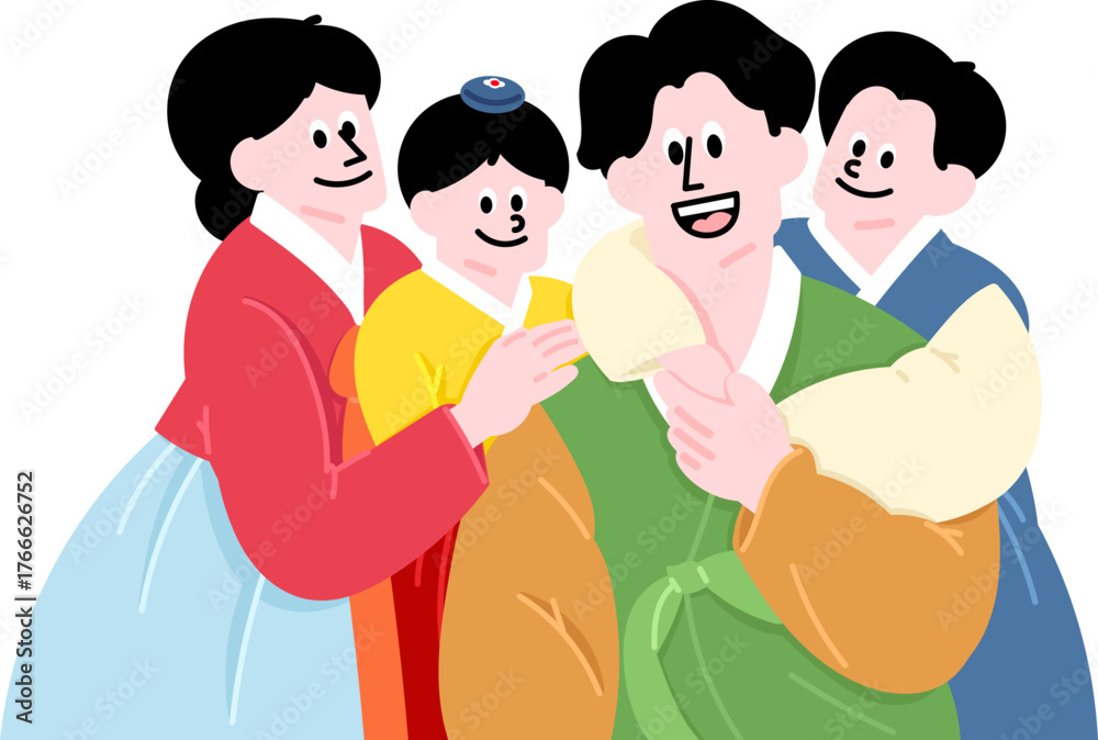 Fototapeta premium Happy Korean family smiling together