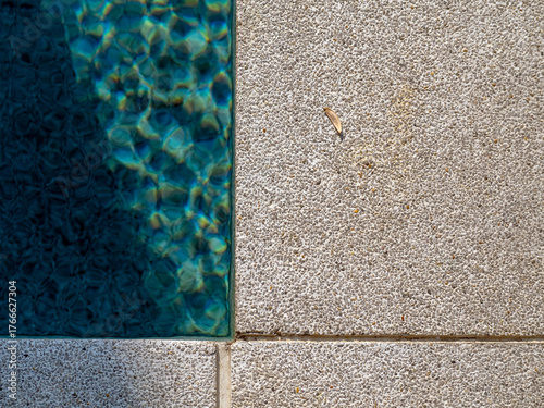 Ripples reflecting sunlight from the clear water in the swimming pool