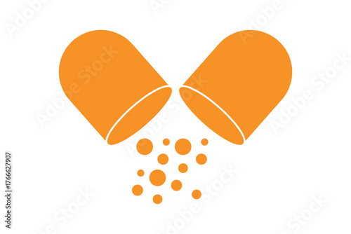 Open Capsule and Pill Icons – Medication and Supplement Vector Illustrations.