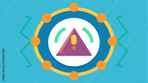 A fusion of circular and triangular shapes morphing into alarm icons set against a background pulsating with rhythm to indicate data breach alerts.