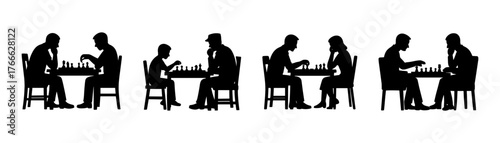 Chess player icons, board game, strategy, intellect