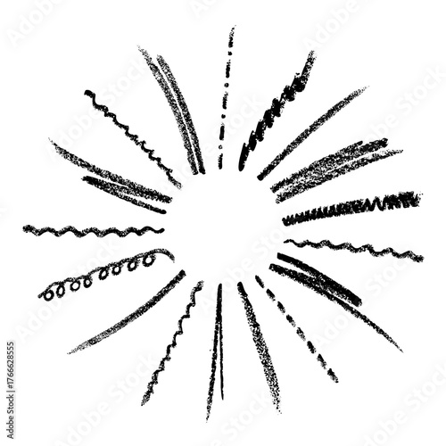 Black funny doodle sun. Hand drawn illustration isolated on white background. 