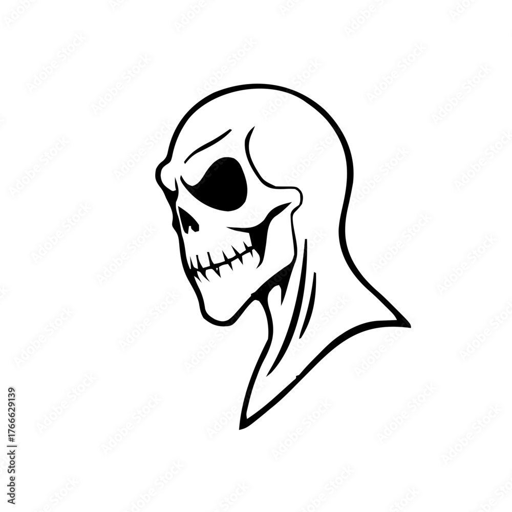 Fototapeta premium Halloween – Spooky Creatures & Characters (BW Outline) – ghoul head profile left