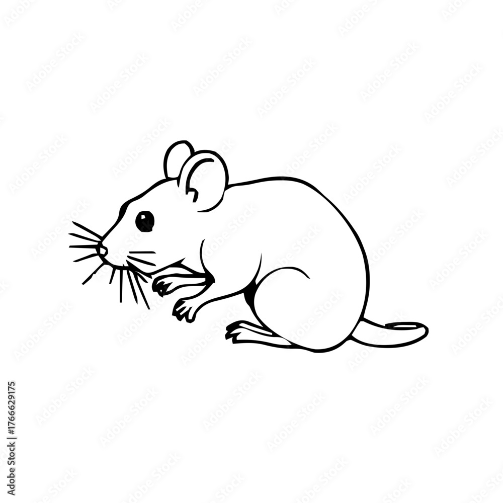 Obraz premium Halloween – Spooky Creatures & Characters (BW Outline) – rat simple profile right