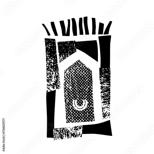 Window gazes outward from abstract architecture