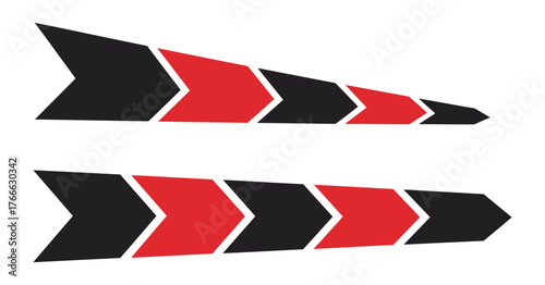 Arrow style car side decal design set, minimalist car graphics, vector sticker and automotive decoration, racing and performance vehicle design template illustration