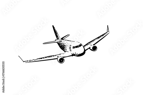 Airplane Flies Above – Illustration
