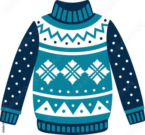 Geometric winter pattern sweater silhouette vector icon ,  white background