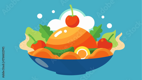 A fusion dish creatively blending elements from different cuisines artfully plated to exhibit its unique flavor profile and visual appeal.