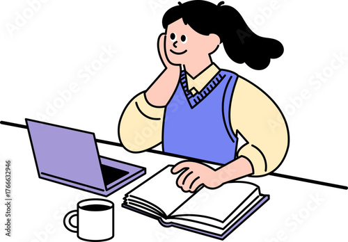 girl studying and worrying at desk