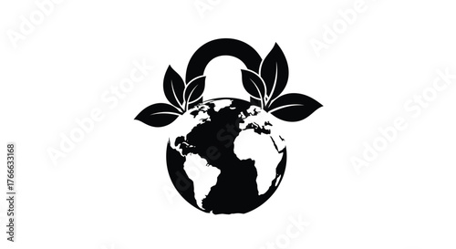 Protecting our planet a globe enclosed within a lock with leaves