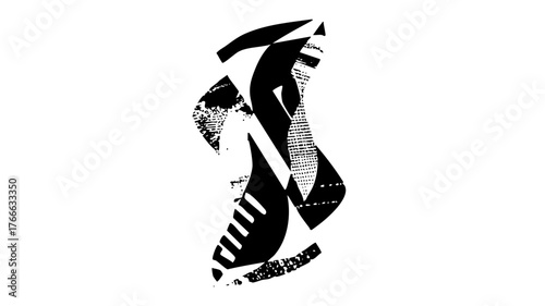 Typography ascends dynamically in abstract composition