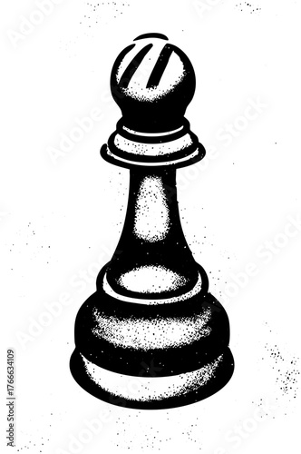 Chess pawn stands isolated on a textured surface
