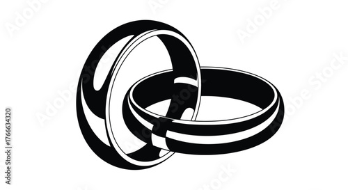Interlocking black and white rings in a minimalist circular design