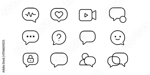 Speech Bubble Minimalist Icons Set