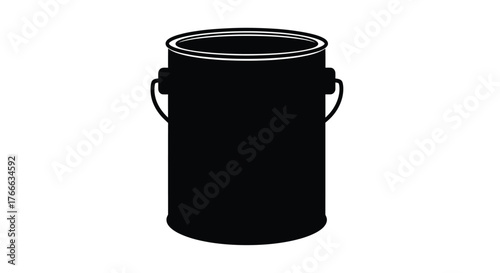 Simple black silhouette of a metal paint can with rounded handles