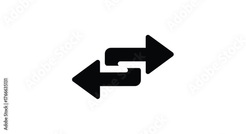 Black bidirectional arrows pointing in opposite directions on a white background
