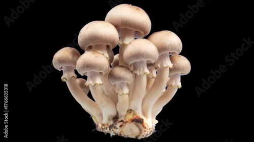 Wallpaper Mural Close-up of a cluster of light brown mushrooms on a black background Torontodigital.ca