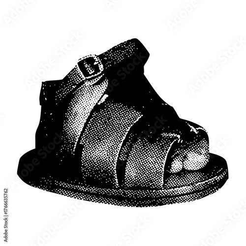 Baby bootie illustrates childhood innocence in a vintage style