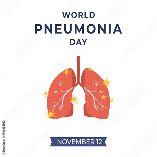 World pneumonia day flyer illustration
