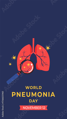 World pneumonia day flyer illustration