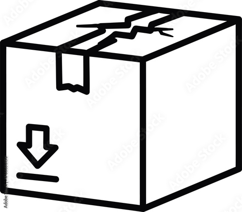 Icon of a cracked cardboard box with a fragile handling symbol indicating damage during shipping