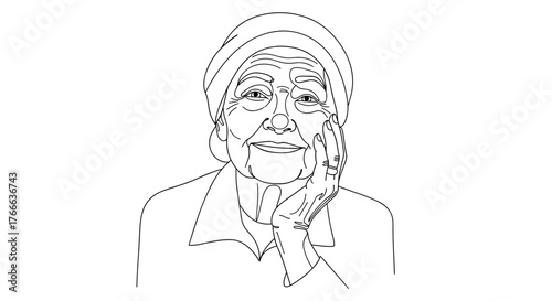 Elderly woman smiling with relief indoors, emotional recovery and positive mental health in older age